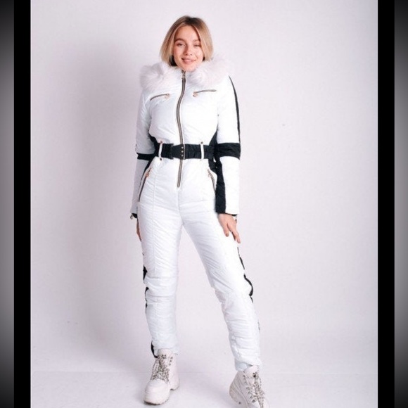 Women’s white onepiece ski snowsuit - Picture 3 of 4